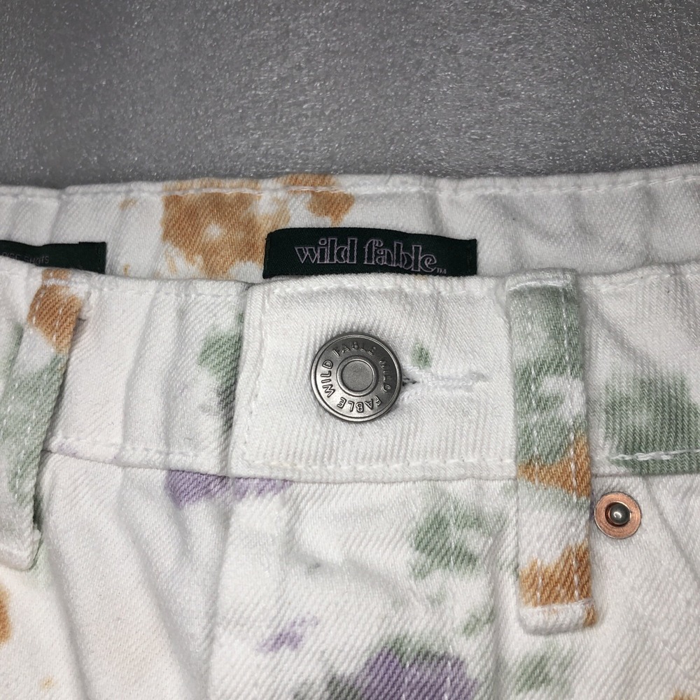 Wild Fable Highest Rise Denim Shorts with Fringe Size 2 White Tie Dye Button Fly - Picture 7 of 16